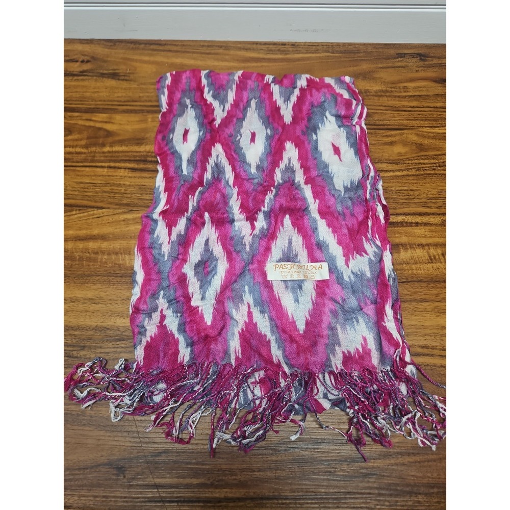 Women's‎ Silk And Pashmina Shawl Wrap Scarf Approx  22"x 70" Pink Gray